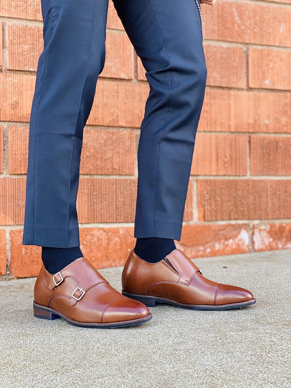 CALTO Men's Invisible Height Increasing Elevator Shoes - Brown Premium Leather Slip-on Lightweight Casual Loafers - 3 Inches Taller - S3507 - Size 10 D(M) US