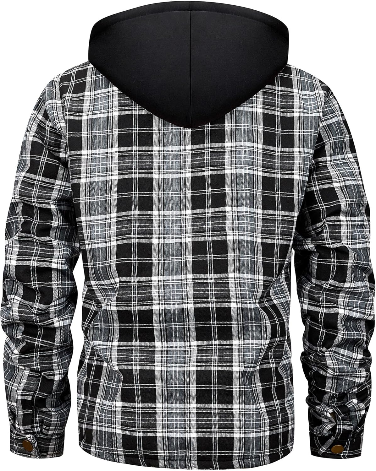 Men's Winter Cotton Plaid Shirts Jacket Warm Fleece Lined Flannel Hooded Shirt Jacket Coat for Men - Image 4