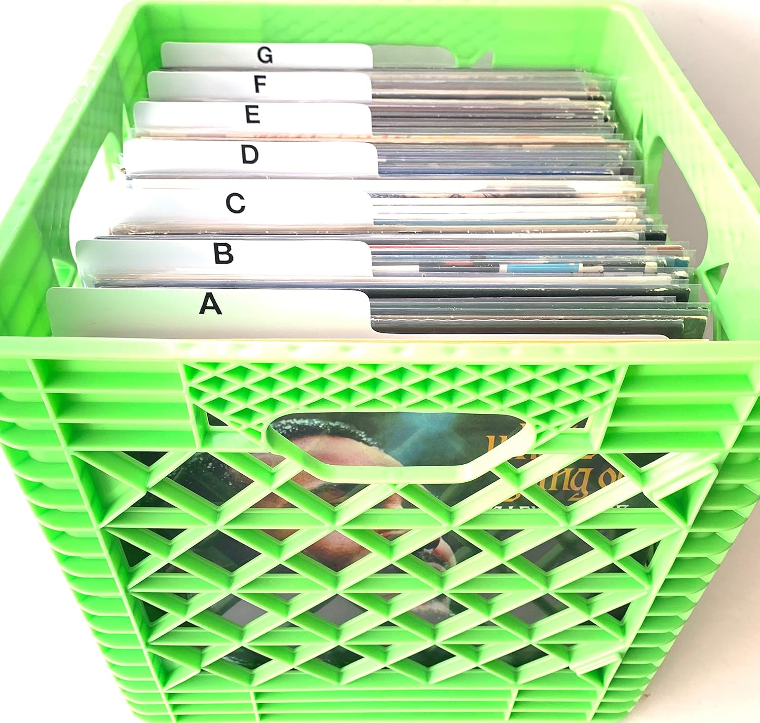 A to Z White Horizontal Over-Sized Tab LP Vinyl Record Dividers for 12-inch LPs Album Organizers/Organization A-Z Alphabet Alphabetize Alphabetical Cards (Staggered Double-Sided Lettering)