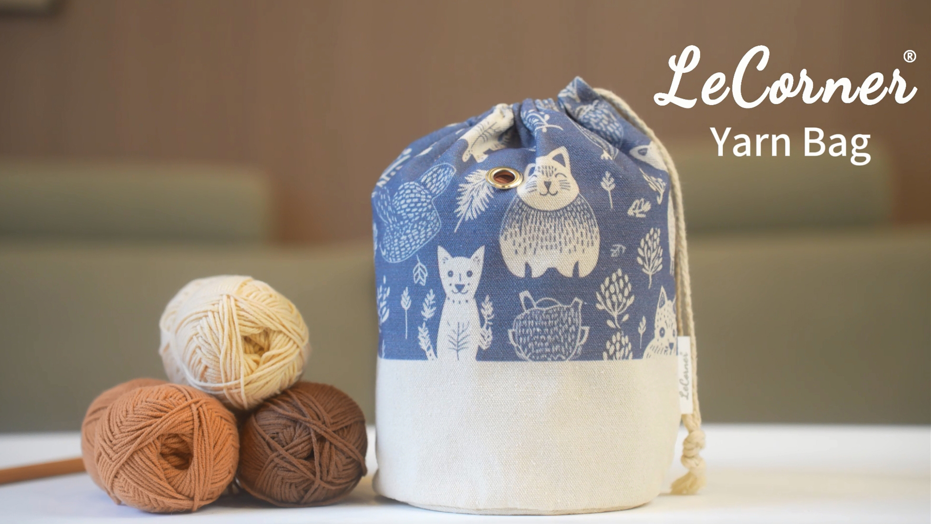 TOGETRUE Yarn Bag, Knitting Crochet Bag, Portable Yarn Storage Bags Organizer For Crocheting Project, Store Skein Ball, Short Knitting Needle (Medium, Brown Style