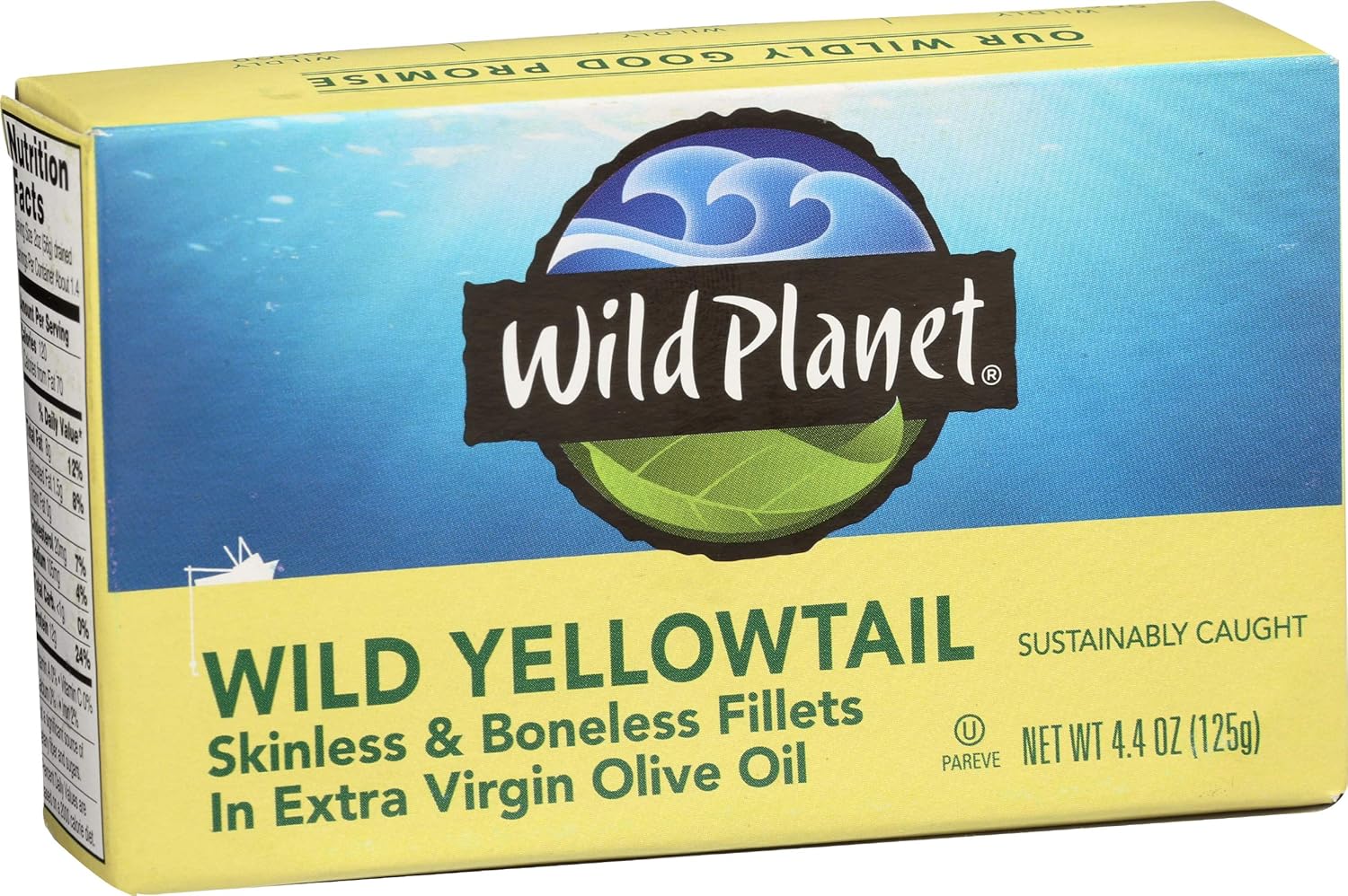Wild Planet Yellowtail Fillets in Organic EVOO | Skinless Boneless Hamachi, Sustainably Caught, Keto Paleo Gluten-Free, 4.4oz