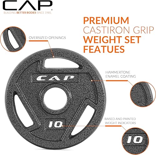 Miniatura 4 de CAP Barbell Juego de pesas olímpicas de hierro fundido de 2 pulgadas  75-285 libras  Múltiples opciones