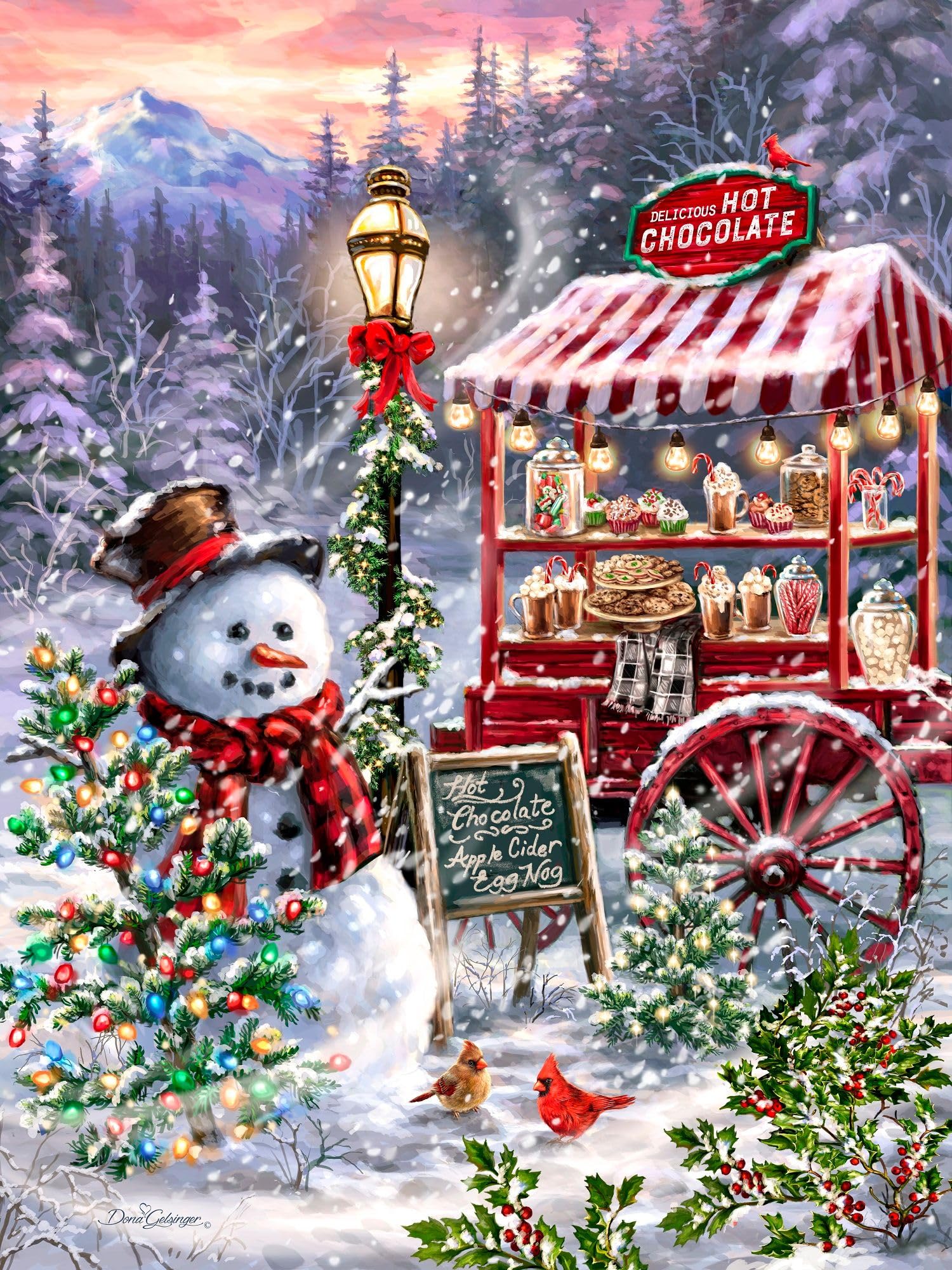 Springbok - Hot Chocolate Stand - 1000 Piece Jigsaw Puzzle- Join Our Snowman for Hot Chocolate and Treats This Holiday Season