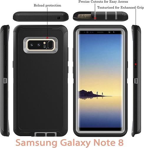 Miniatura 2 de YmhxcY Funda compatible con Galaxy Note 8 con película de TPU flexible y película protectora de pantalla de lente Paquete de 2, funda duradera de 3