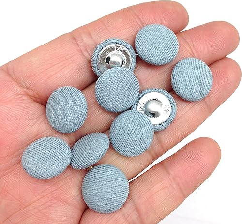 Vista 113 de PEPPERLONELY 10 piezas de tela de 0.394 in cubierta con botones redondos de vástago de metal, azul marino