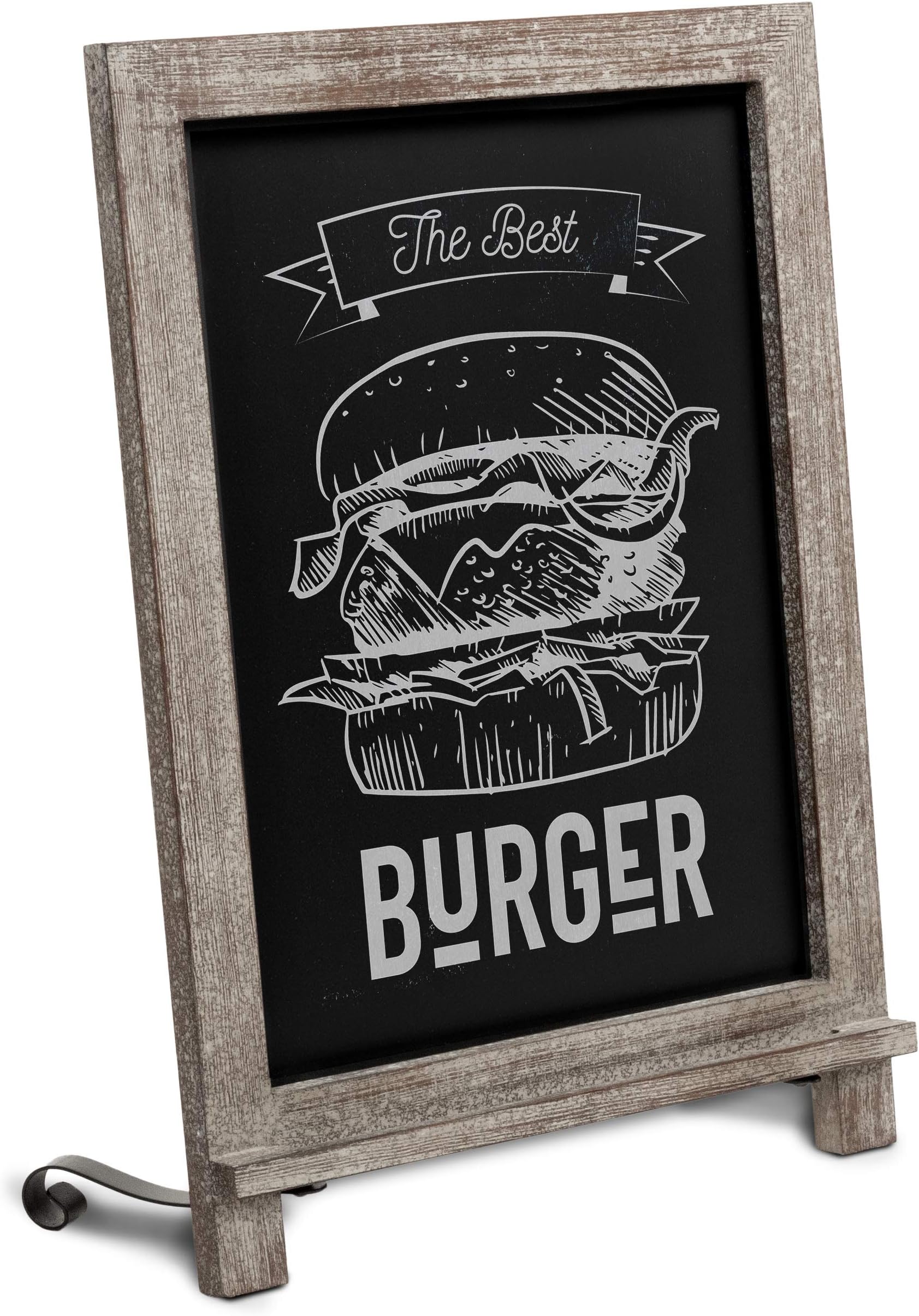 Rustic Weathered Wooden Tabletop Chalkboard with Legs/Vintage Wedding Table Sign/Small Kitchen Countertop Memo Board/Antique Wooden Frame (12" x 17", 3- Weathered)