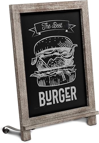 Vista 26 de HBCY Creations - Pizarra de madera rústica con patas para mesa, letrero de mesa estilo vintage para boda, pizarra pequeña para notas en la encimera