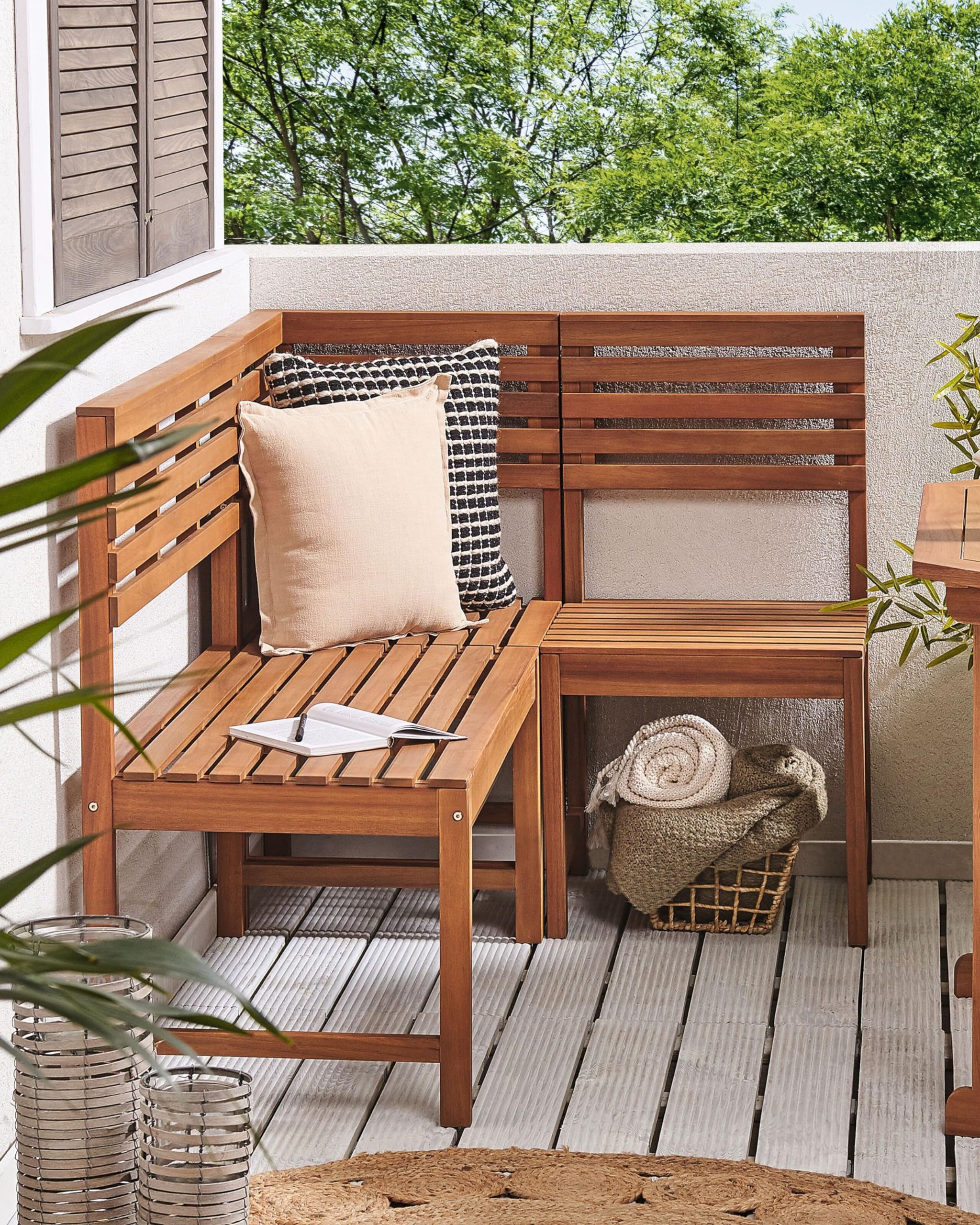 Beliani Mobilier de Terrasse Modulable 1 Chaise en Bois d'Acacia Treia