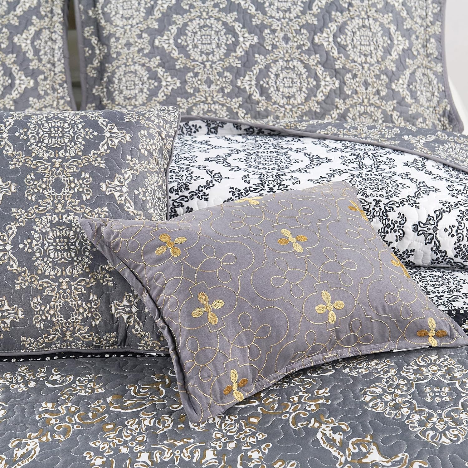 Mystic Modern & Contemporary Damask Coverlet Set