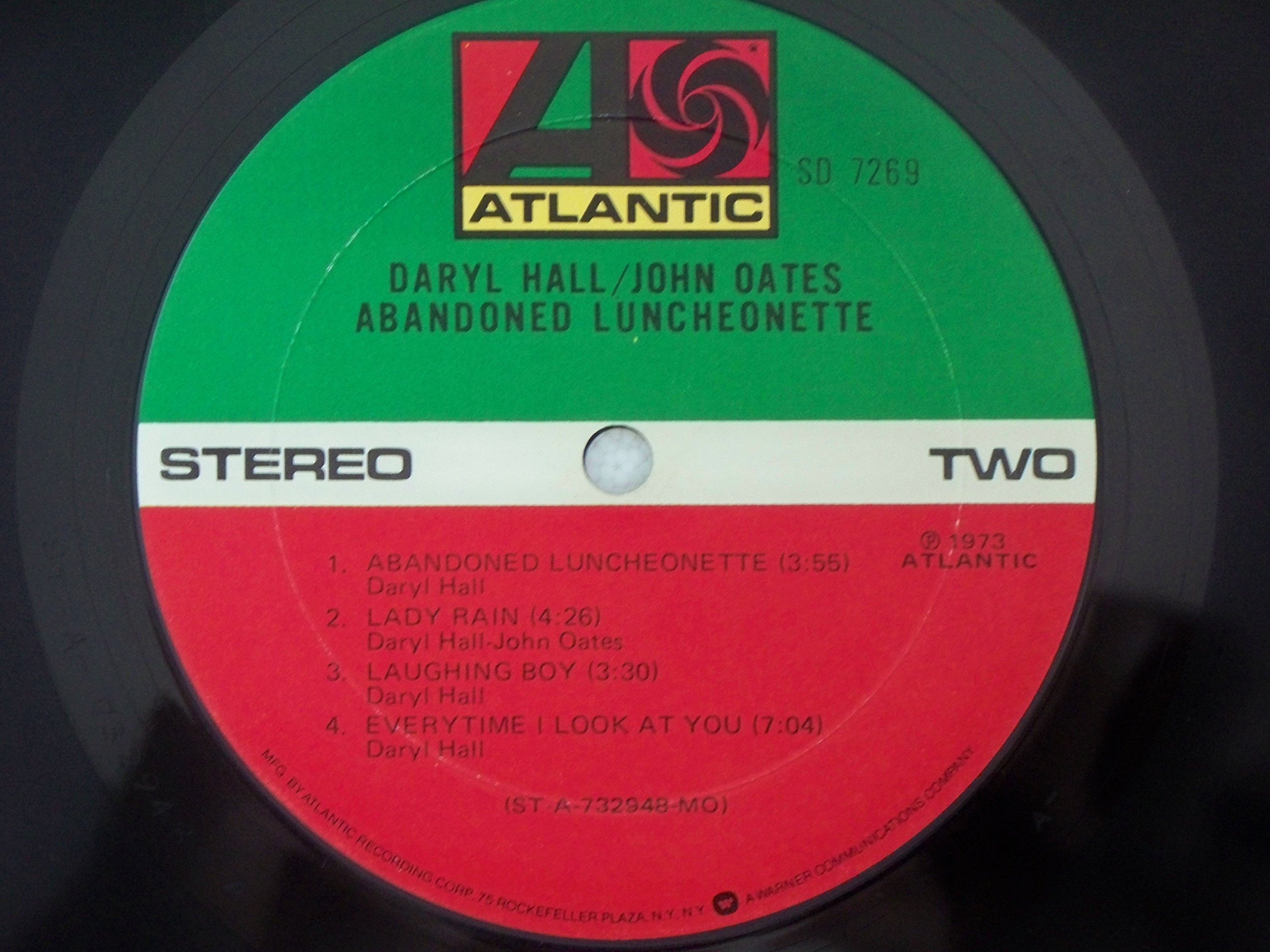 Daryl Hall & John Oates Abandoned Luncheonette Original Atlantic Records Stereo release SD 7269 1970's Philly Soul/Rock Vinyl (1973)