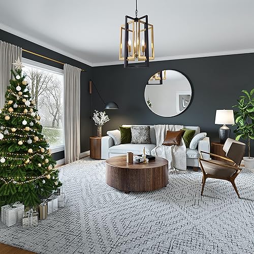 Miniatura 6 de TOCHIC Candelabro de metal negro y dorado, 4 luces geométricas de jaula para pasillo, entrada, sala de estar, cocina, isla, vestíbulo, bar