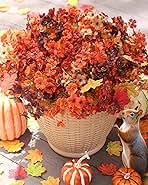 Artificial Fake Mums Flowers for Fall Outdoors Decor, 16 Bundles of Lifelike UV Resistant Colorful Silk Daisies – Ideal for Porch, Garden, Yard, Planter, Halloween & Thanksgiving Autumn Decoration