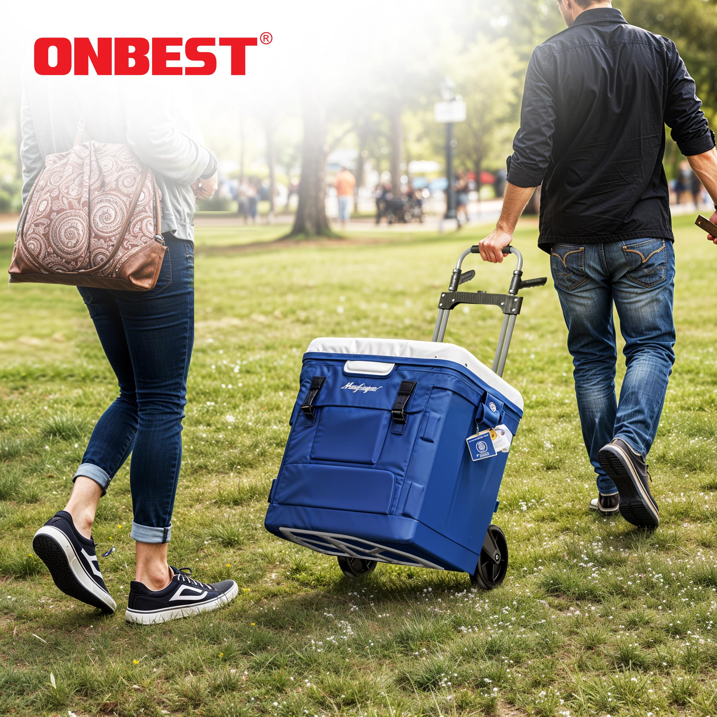 ONBEST Sackkarre klappbar 150 kg – Geprüfte Qualität, Vollgummireifen, 110 cm Griff, große Ladefläche – Faltbare Transportkarre/Trolley mit Rollen inkl. 150 cm Gurt – Umzugshelfer & Transporthilfe