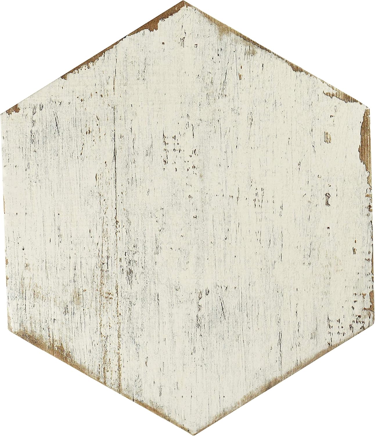 SomerTile FNURTXBL Vintage Hex Porcelain Floor and Wall Tile, 14.125" x 16.25", White/Brown