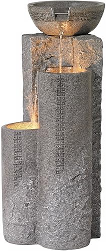 Miniatura 7 de Cuenco y columnas de mármol sintético, 34 1/2" de alto, fuente para interiores y exteriores