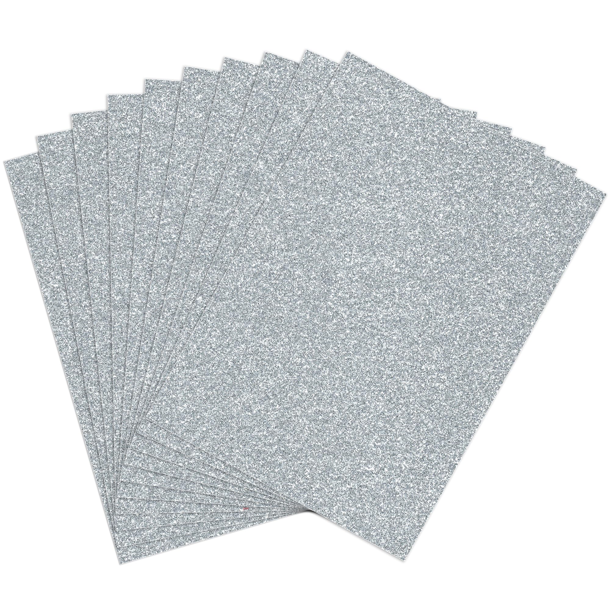 Premium 5-Pack A4 Silver Glitter Card 350gsm by Blitz Craft, Extra Thick Double Sided Non Shed Glitter Cardstock for Cricut, Cake Toppers, Scrapbooking, Wedding Invitations & DIY Craft Paper Projects