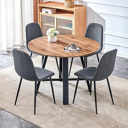Amazon.com - AISYKOD 42" Dining Table Set for 4, Round Kitchen Table ...