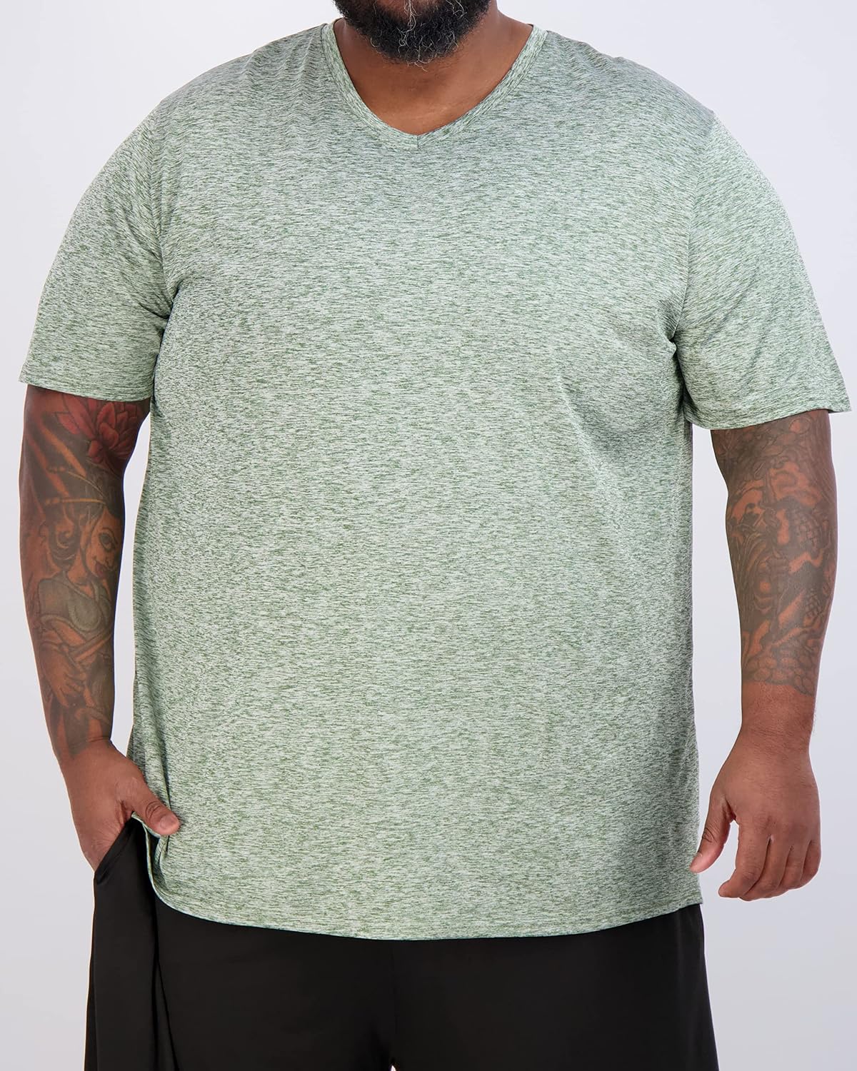 Real Essentials 3 Pack: Men's Big & Tall Short Sleeve V-Neck Athletic T-Shirt Dry-Fit Workout Shirts Moisture Wicking (3X-5X)