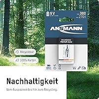 Vista 4 de ANSMANN Baterías recargables de 9 V 300 mAh precargadas de baja autodescarga NiMH batería de 9 voltios Batería de 9 V (paquete de 4)