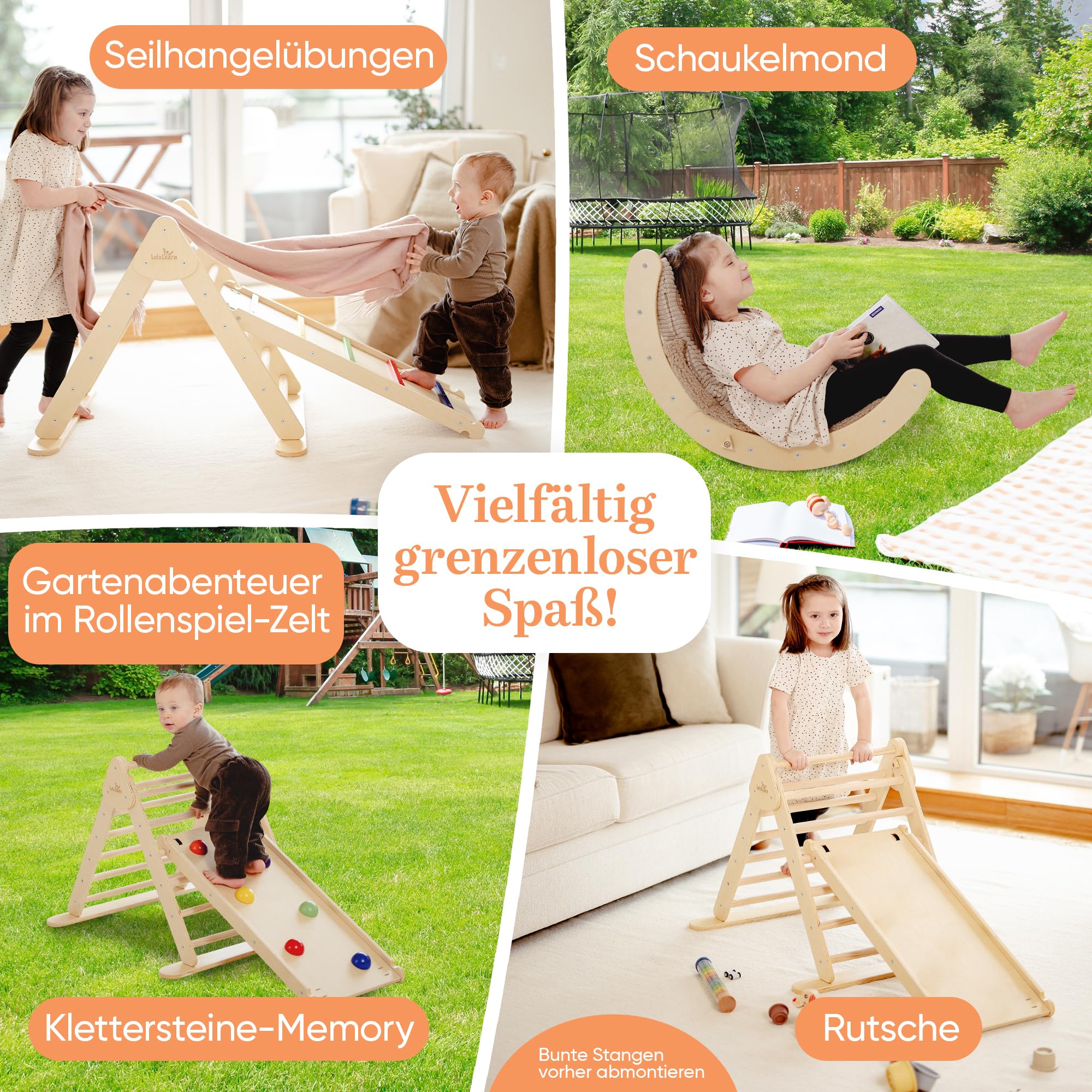 Klettergerüst [FALTBAR] ideal für Indoor & Outdoor-Bereich - Kletterdreieck & Kletterbogen, Lernspielzeug ab 1 Jahr, Montessori Spielzeug für aktives Spielen - Jetzt Entdecken! (Natural)
