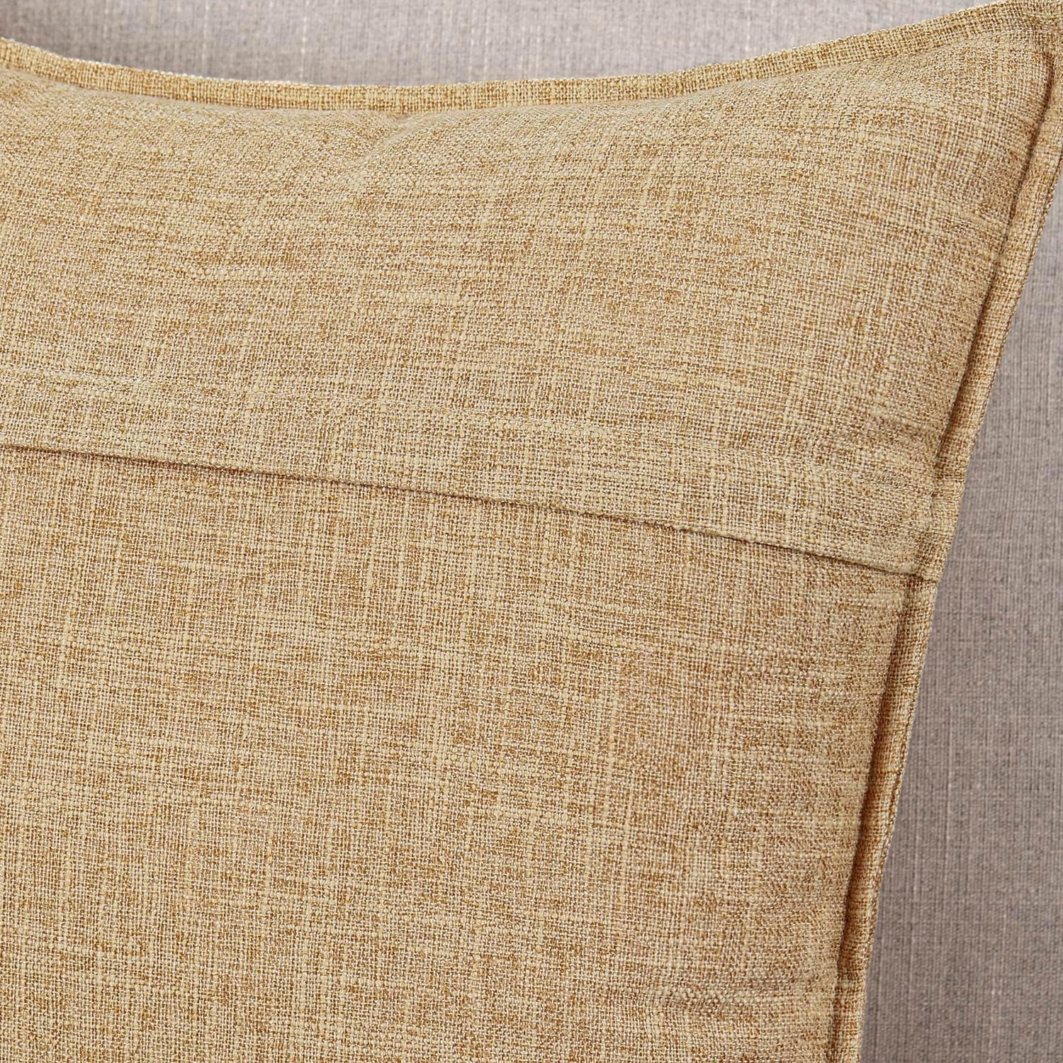 MADIZZ Pack of 2 Decorative Faux Linen Throw Pillow Covers 20x20 Inch Beige Natural Soft Boho Farmhouse Couch Throw Pillows for Bed Accent Modern Pillowcase for Sofa Living Room Home Decor image 2