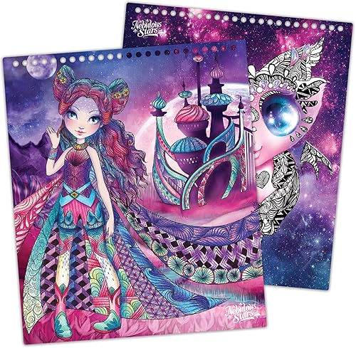 Miniatura 7 de Nebulous Stars Creative Kids Sketchbook Set - 35 Stenciled White and Colored Pages - Comes with 80 Stencils