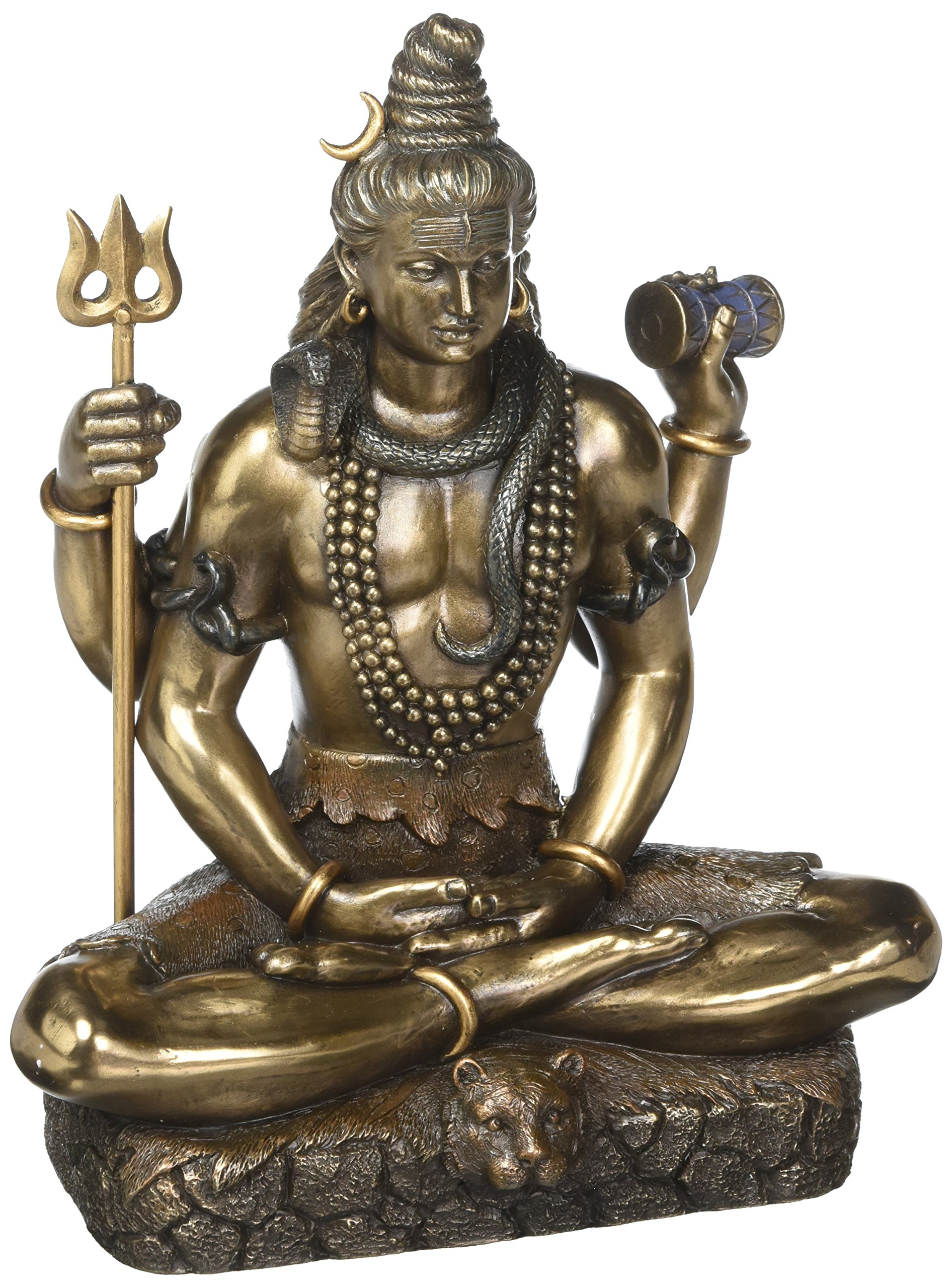 Idol Collections Lord Shiva in Dhayan Mudra Brass Statue, Yellow