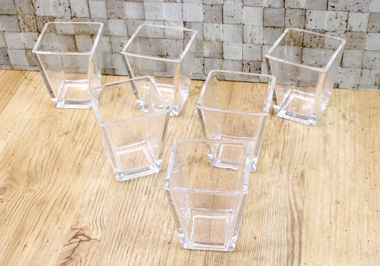 Minton Castle Enterprise Commercial Set Flower Base Candle Holder Glass Block L H 7.5 x W 7.5 x D 7.5 cm Set of 4