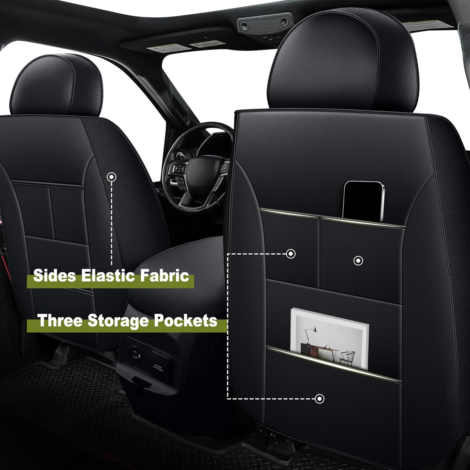 Seat Covers Fit for Ford Maverick : 2022-2024 2025 2026 Pick-up Truck Full Set Car Seat Covers (Black&Grey, 5 Seats)