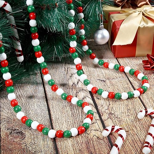 Miniatura 4 de Guirnalda de cuentas de madera de Navidad, guirnalda de cuentas de madera de Navidad, decoración de bastones de caramelo, decoración de cuentas de