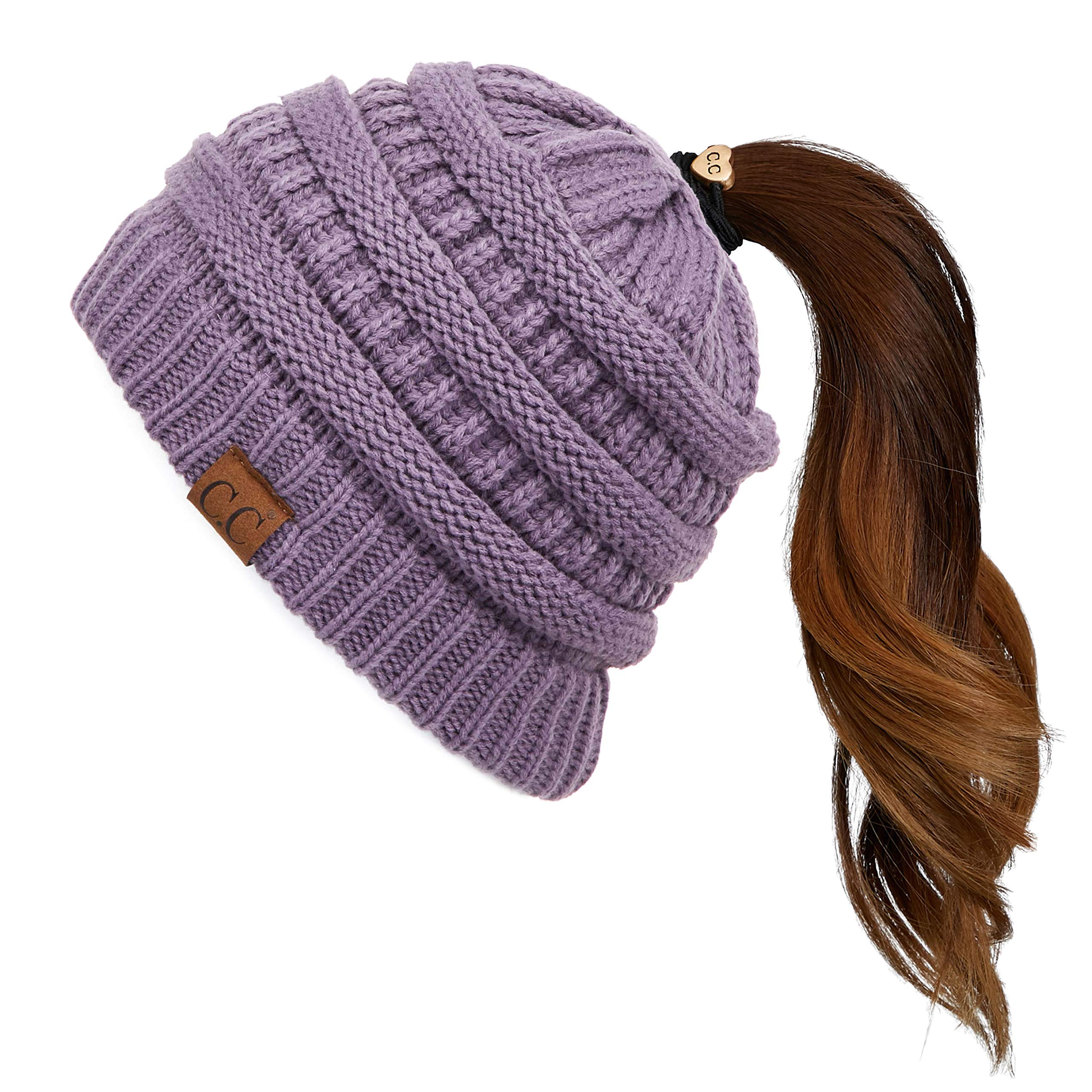 C.c Women's Violet Cc Exclusive Solid Colour Beanie Tail Hat For Adult (Mb-20A) (Purple)