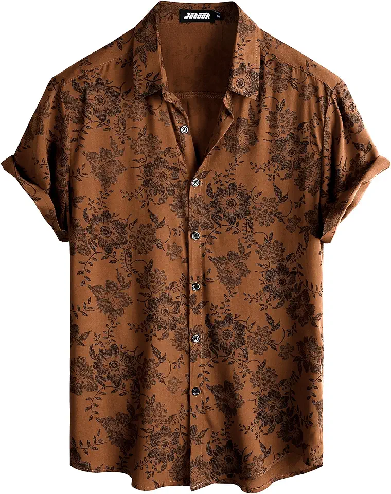 JOTOOK Mens Hawaiian Shirt Short Sleeve Button Down Tropical Shirts Casual Floral Summer Beach Shirt