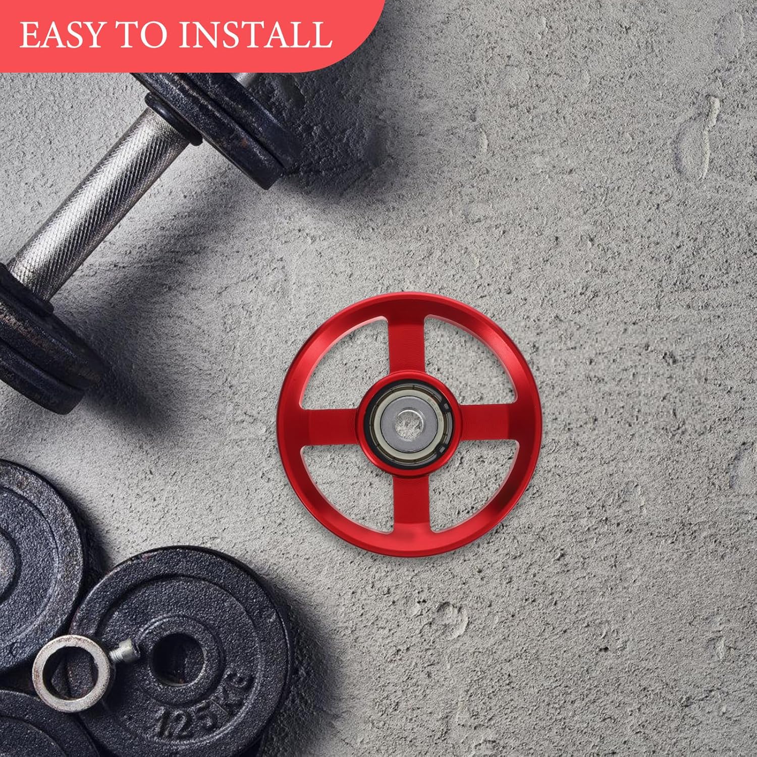 HANABASS 6 Pcs Fitness Aluminum Pulley Wheels, 95mm Power Rack Pulley Wheels for Home Gym Equipment Exercise Machine Pulldown Attachments