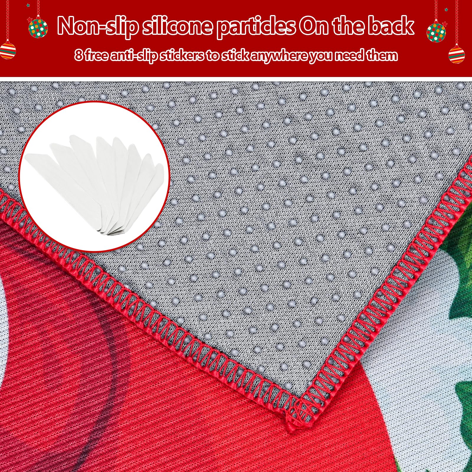 Set 2 Tappeti Da Cucina Natalizi Con Rami Di Pino – 40x60 Cm + 40x120 Cm, Antiscivolo, Morbidi, Lavabili, Grigio Chiaro, Per Lavandino E Sala Da Pranzo