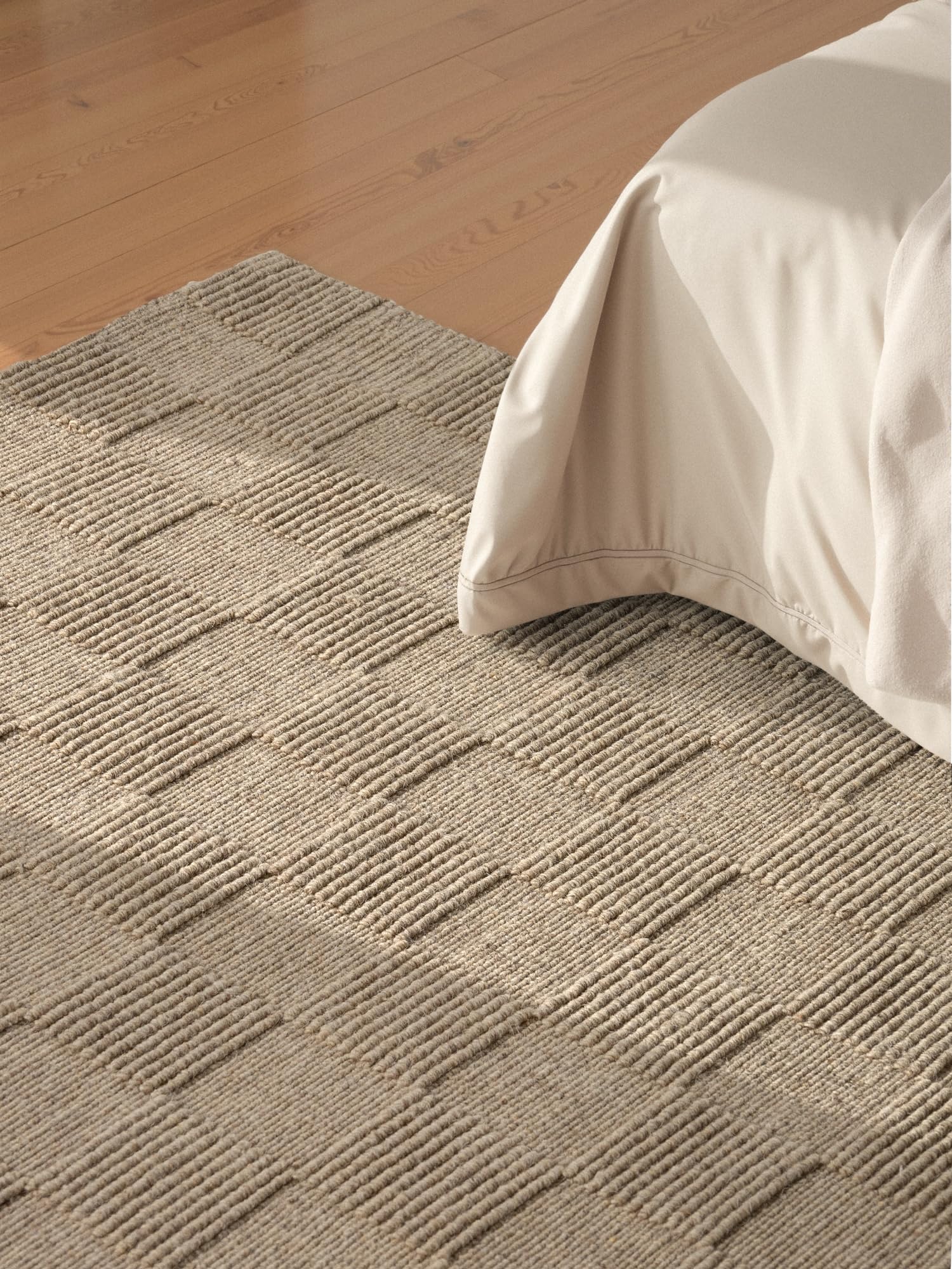 Villeroy & Boch Wollteppich Scala - Natur Wohnzimmerteppich - Handgewebt & Natürlich - Wolle 3D Effekt Kariert Hoch-Tief-Effekt für Wohnzimmer, Schlafzimmer, Esszimmer, Flur - Grau Beige, 200x300cm