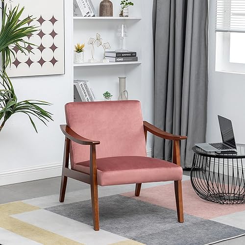 Miniatura 4 de Silla decorativa con tapicería de terciopelo y marco de madera maciza, muebles de sala de estar clásicos de mediados de siglo para asientos