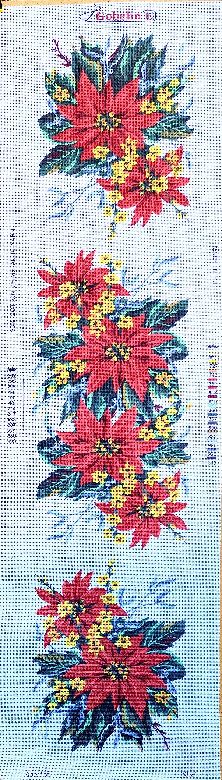 Gobelinl - Arazzo in tela dipinta con ricamo, da tavolo, 40,6 x 137,2 cm, 33,21 cm