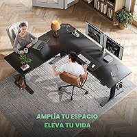 Vista 2 de SIAGO Escritorio de pie en forma de L, escritorio de pie ajustable de esquina de 63 x 55 pulgadas con estación de carga, mesa de pie en forma de L