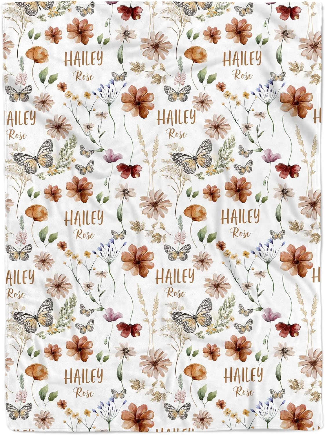 MDPrints Wildflower Custom Baby Blankets for Girls, Personalized Baby Gifts, Customized Newborn Blanket with Name, Minky Plush Fleece (Wildflower TM36)