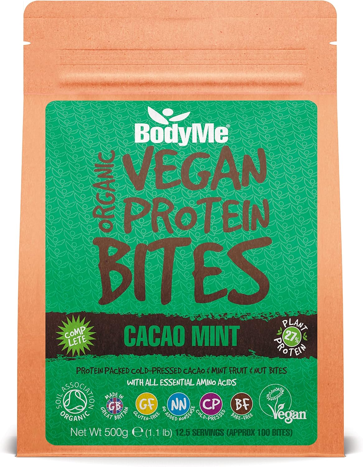 BodyMe Organic Vegan Protein Bites Raw Cacao Mint 1.1lb