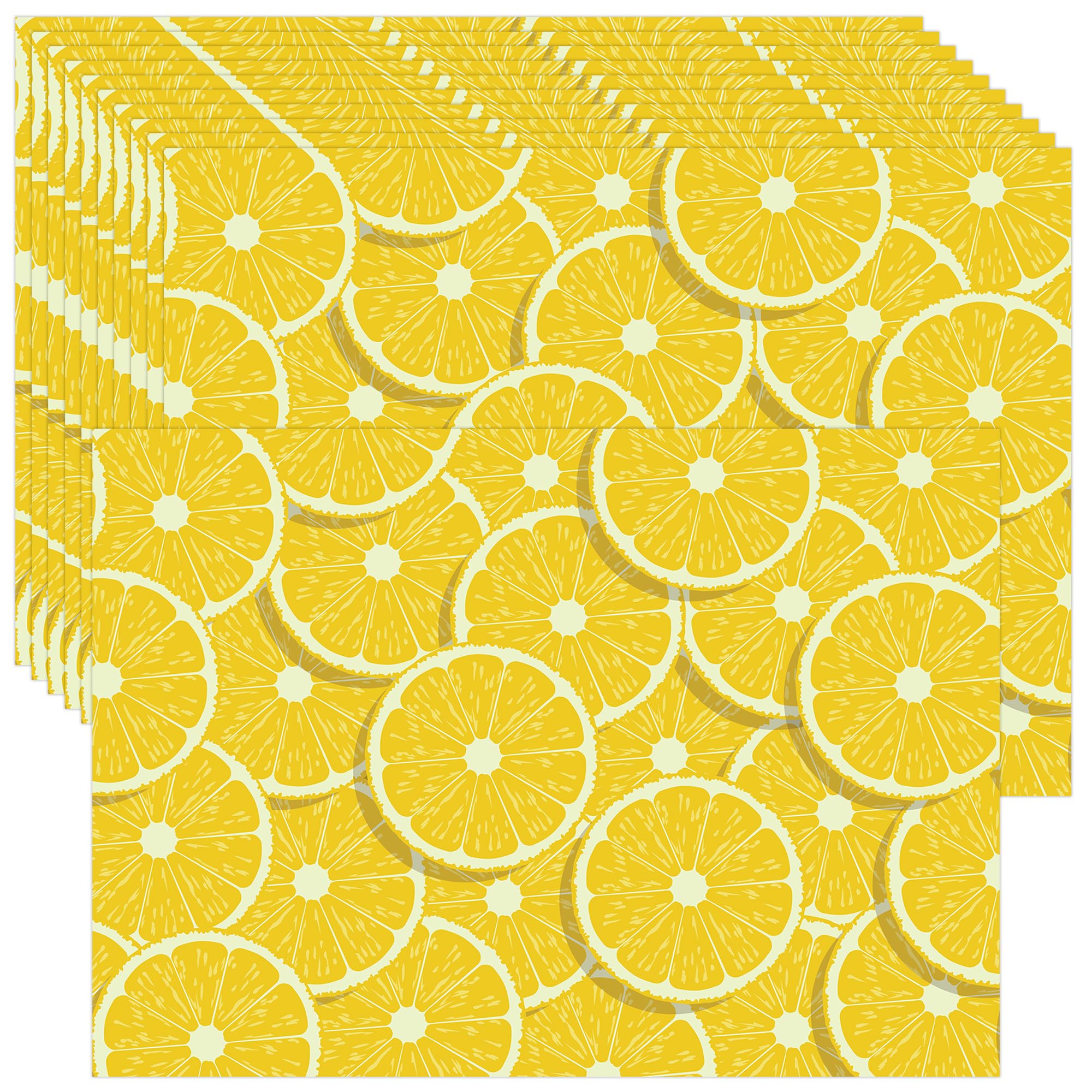 Lucleag 50 PCS Lemon Paper Place Mats, Disposable Lemon Placemats Decorative Table Mats for Spring Summer Holiday Dinner Table Decoration Lemons
