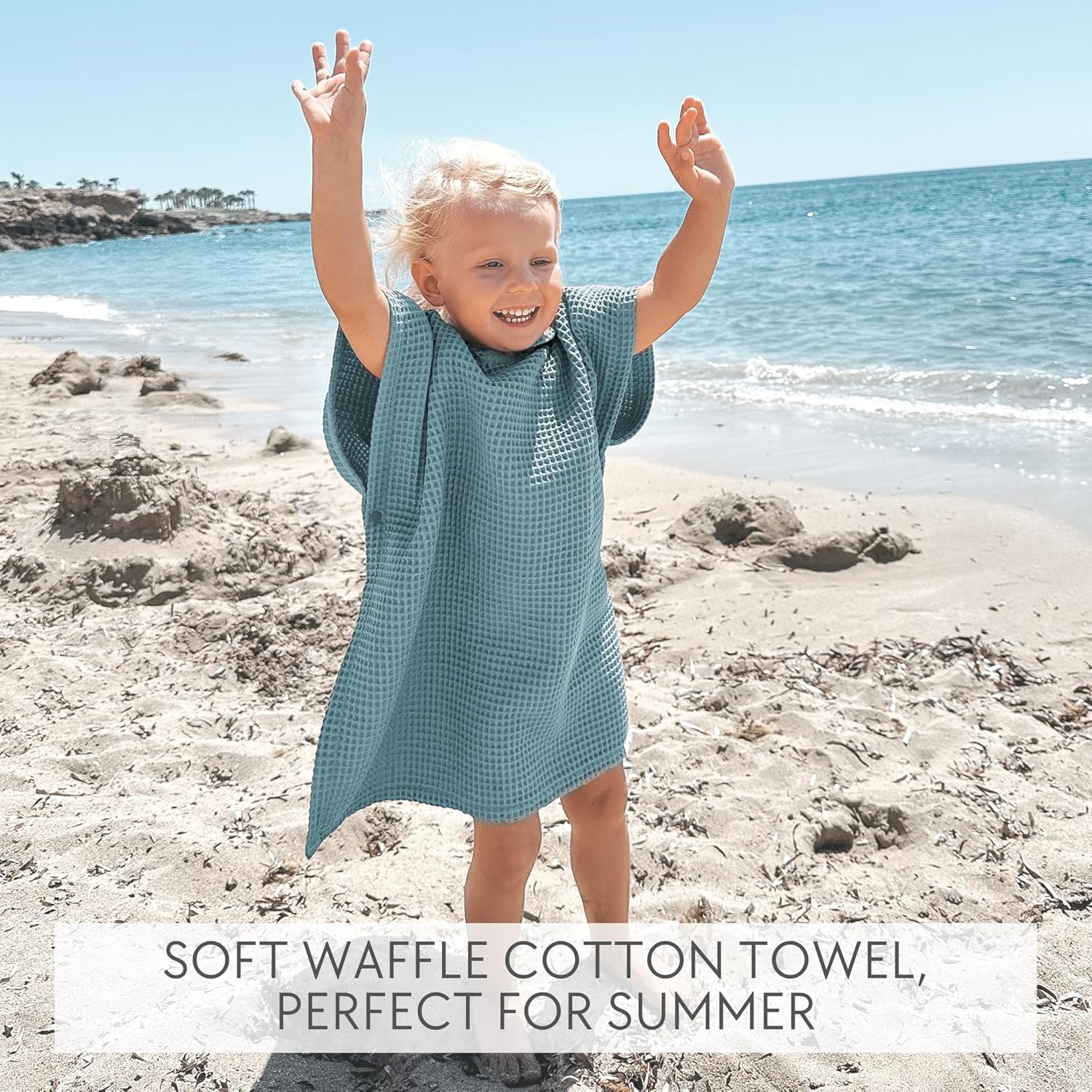 ZICOTO Soft Hooded Beach Towel for Kids - Cute Towel for Babies and Toddler Made of Waffle Cotton - Perfect Lightweight and Absorbent for Bath, Beach, Pool - Image 2