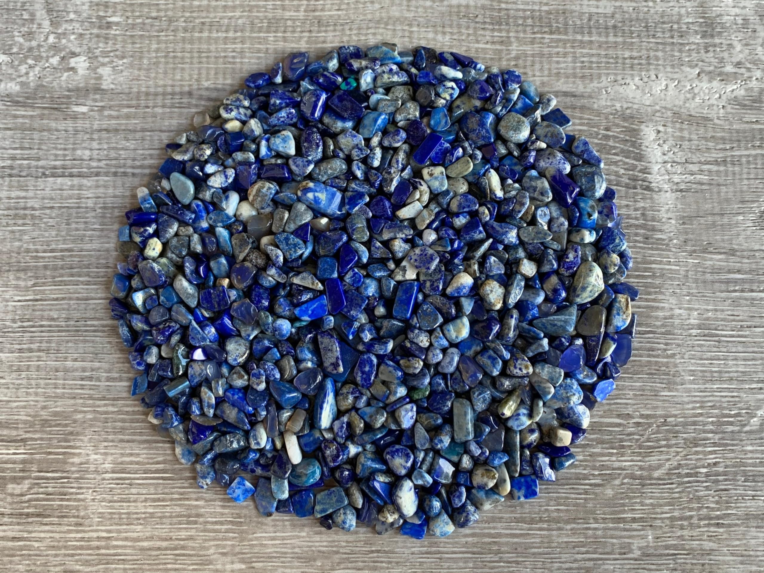 GAF TREASURES 2 oz Lot Natural Semi Tumbled Gemstone Chips, Crushed Mini Crystals, Undrilled Crystal Chips (Lapis Lazuli)