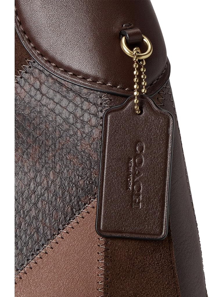 Tan COACH Brooklyn Shoulder Bag 39 With Snakeskin Patchwork