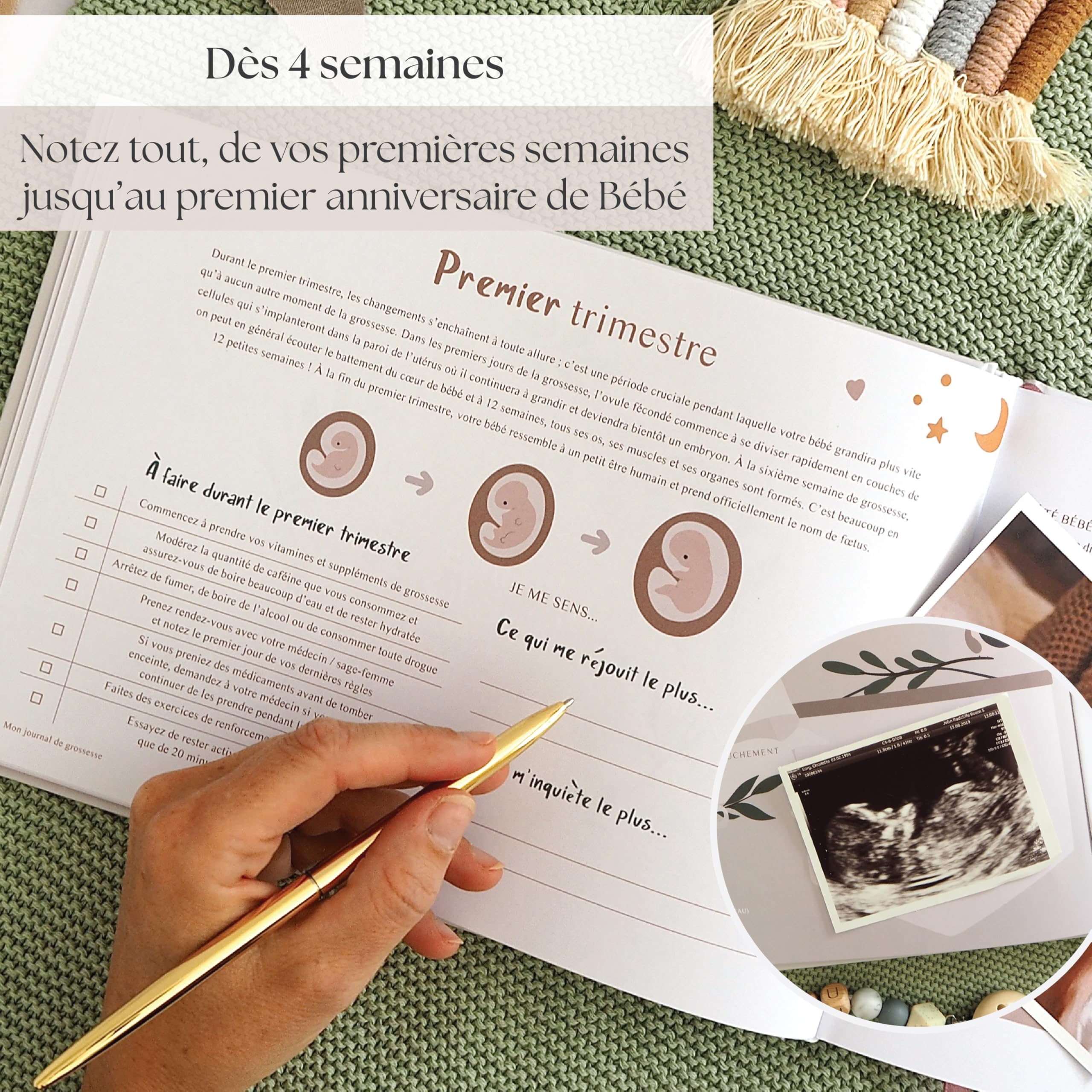 Journal de Grossesse à Offrir - Livre Grossesse de Luxe pour Futures Mamans – Carnet de Grossesse comprend Calendrier, Scrapbook, Check-list, Organisateur et Livre de Naissance Souvenirs (Animaux)