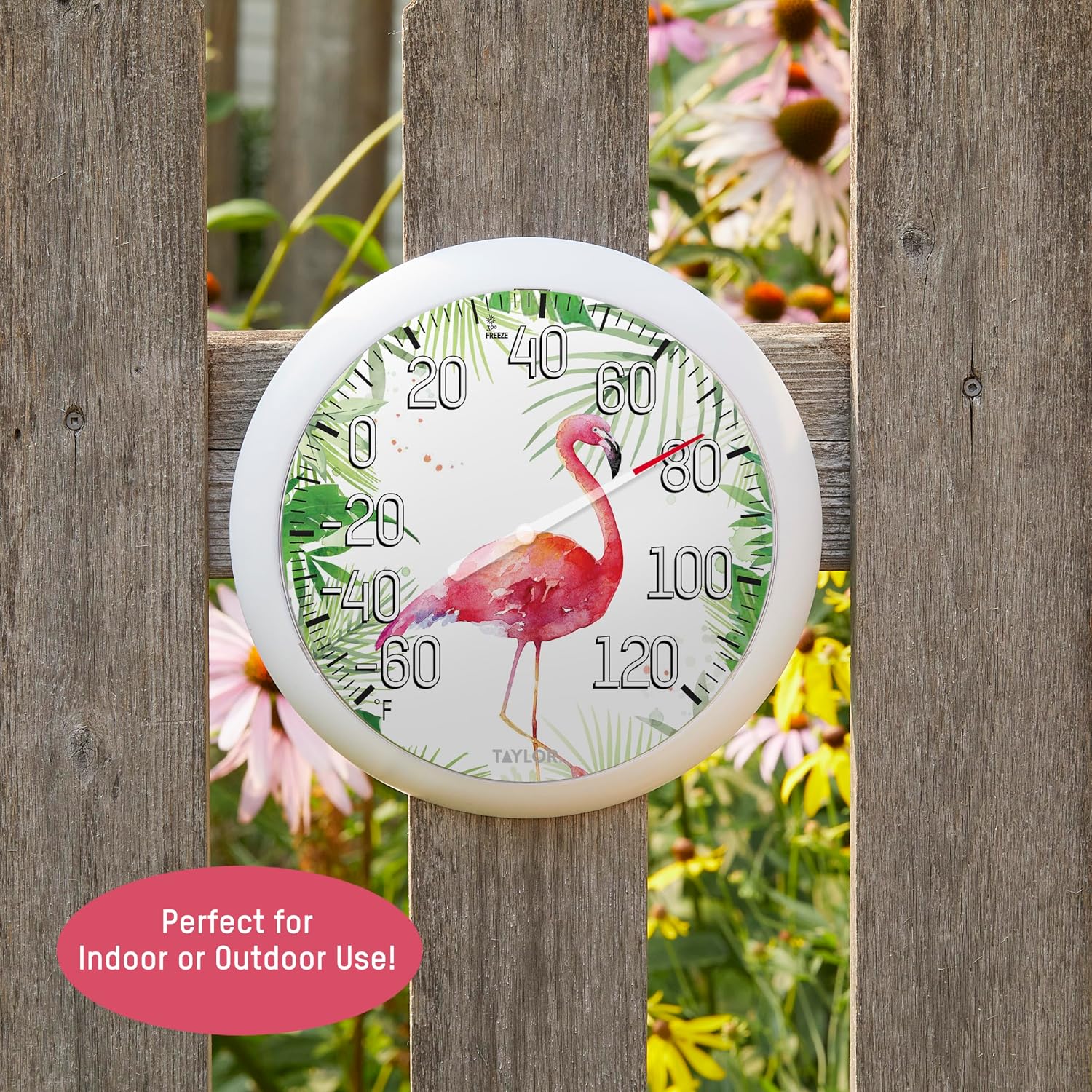 Taylor 8.5 Inch in/Out Thermometer Dial Thermometer - Flamingo
