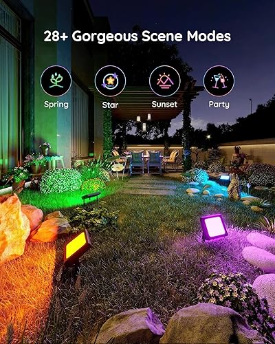 Miniatura 7 de Hovothy Luz LED RGB, equivalente a 150 W, 1500 lúmenes, cambio de color inteligente, luz LED de paisaje, control de aplicación, blanco cálido 2700 K