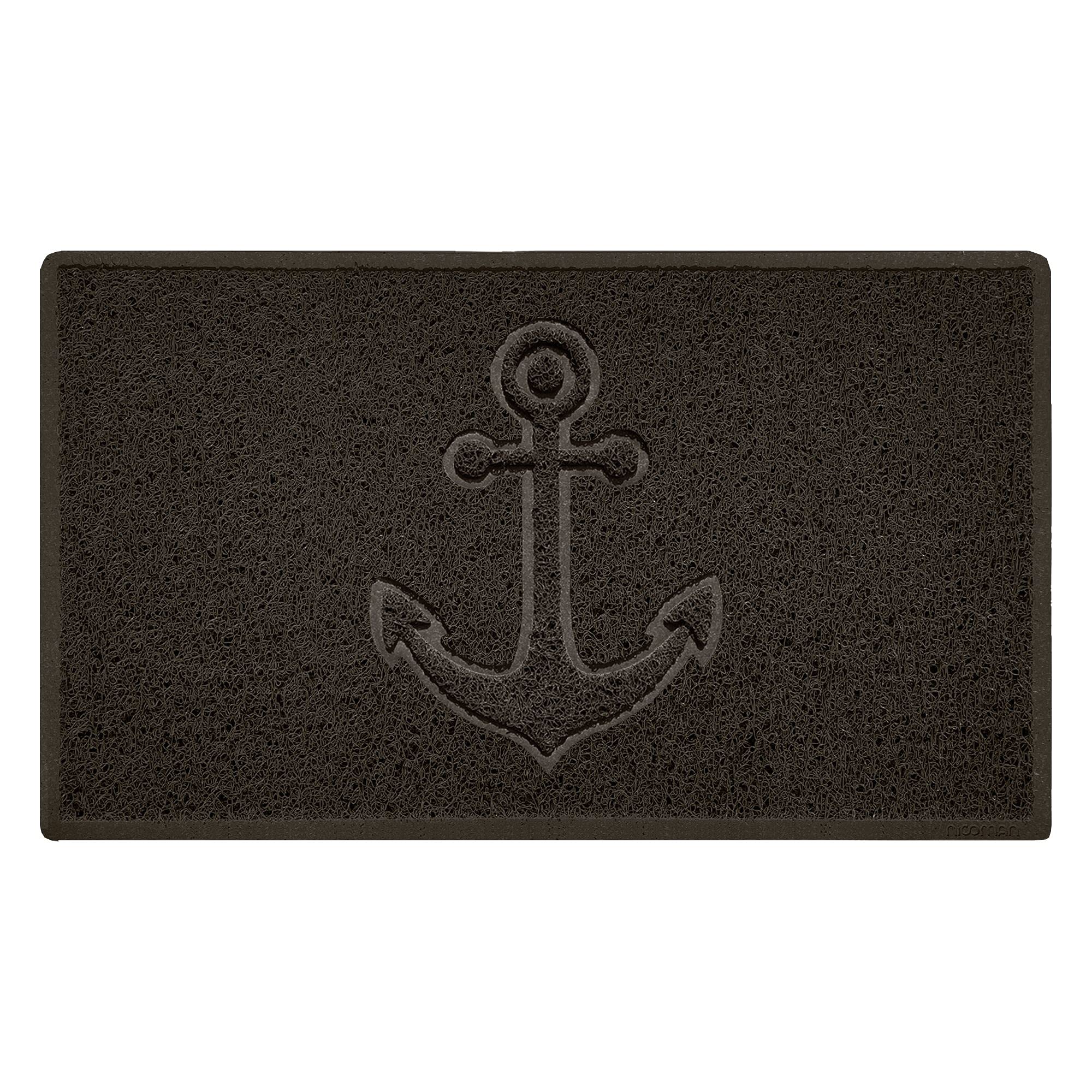 Nicoman Anchor Embossed Shape Door Mat Dirt-Trapper Jet-Washable Doormat-(Use Outdoor ONLY)- (75x44cm/29.5x17.3inches, Medium) Brown