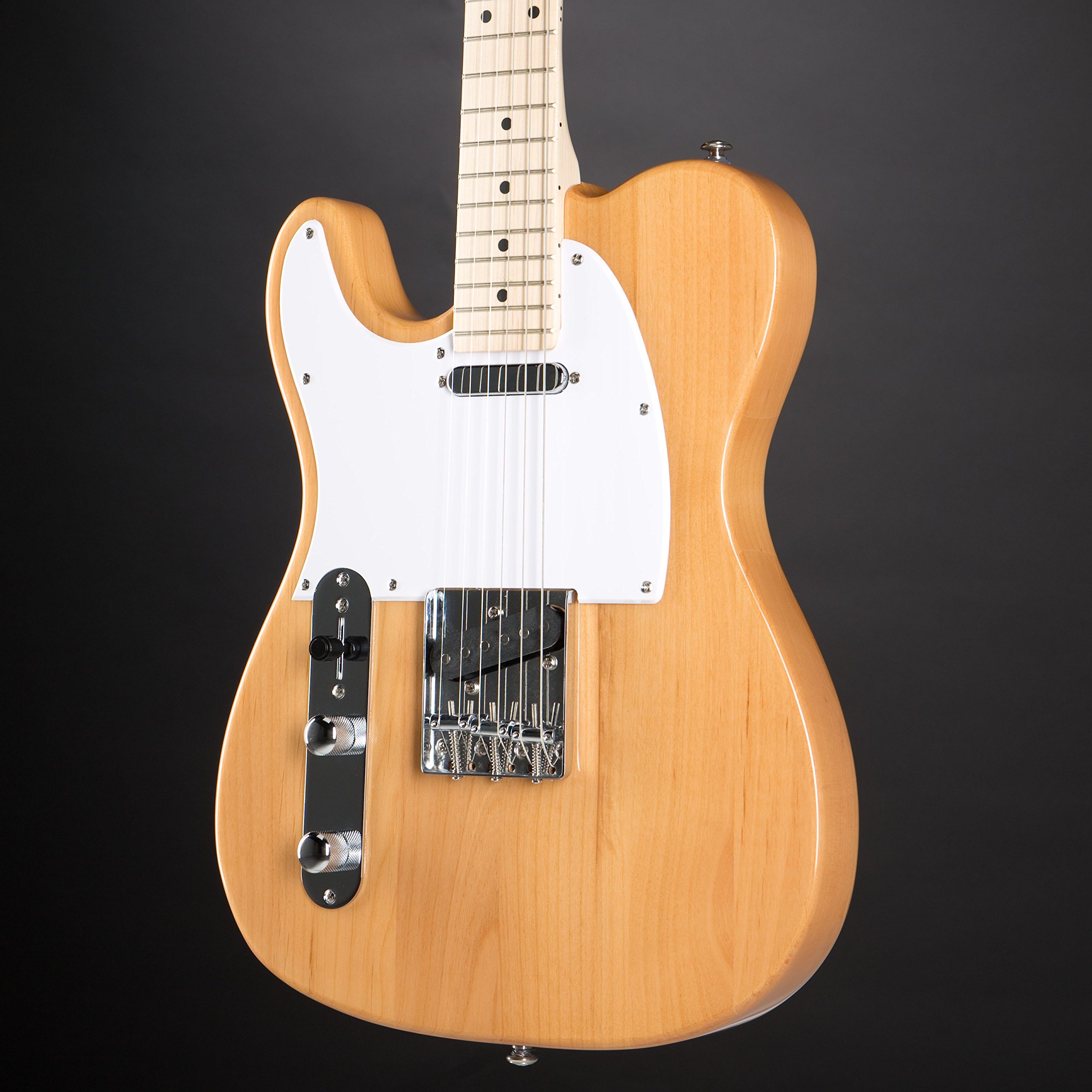 J&D TL Linkshänder E-Gitarre, Natural Finish, Erle-Korpus, Ahornhals, 22 Medium-Bünde, Ceramic Single-Coil-Tonabnehmer, Gewicht 2,5-5 kg, Ohne Koffer/Gigbag