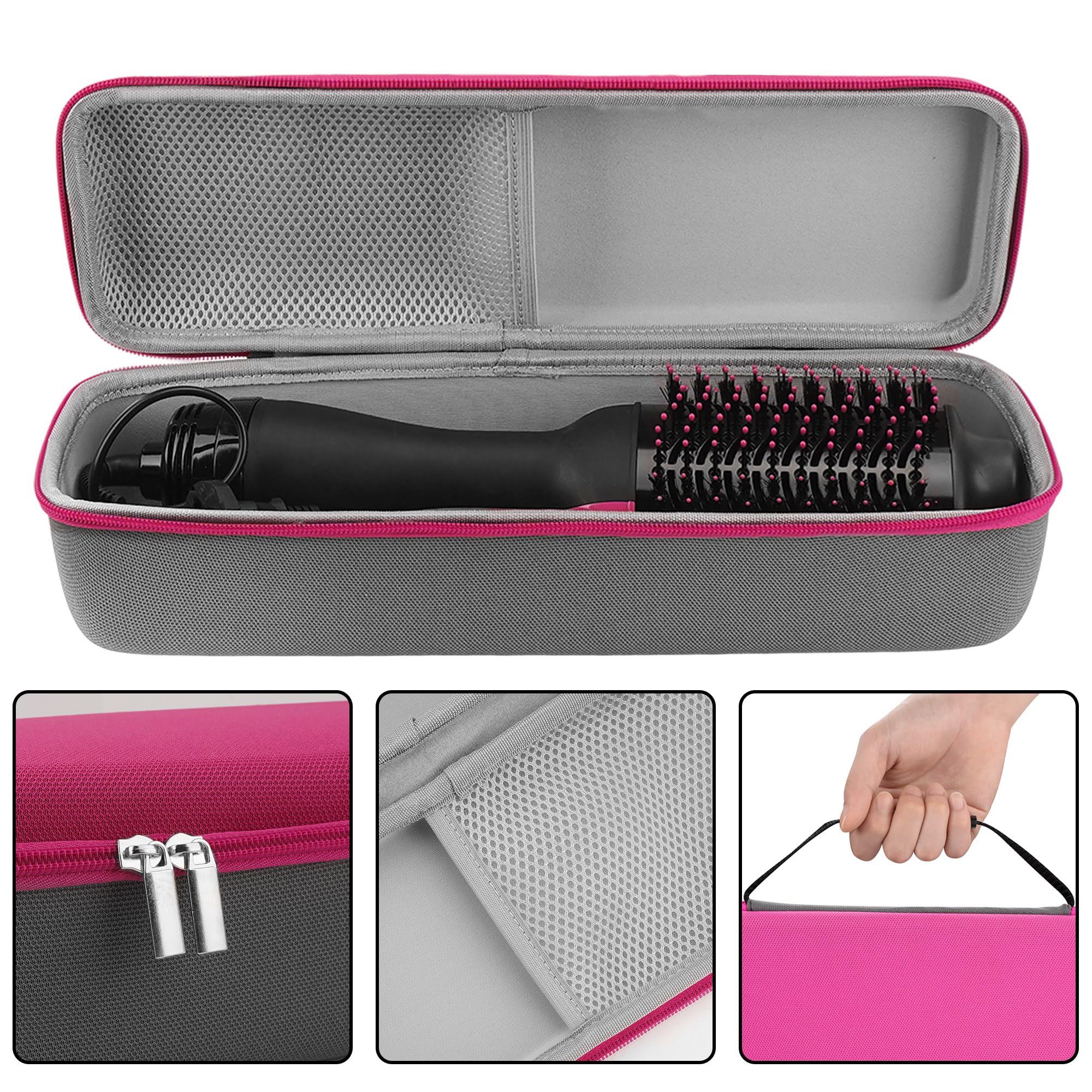 Funda rígida de viaje de etilvinilacetato de etilvinilacetato (EVA), portátil para cepillo de aire caliente, bolsa de viaje compatible con secador de pelo Revlon de un solo paso,
